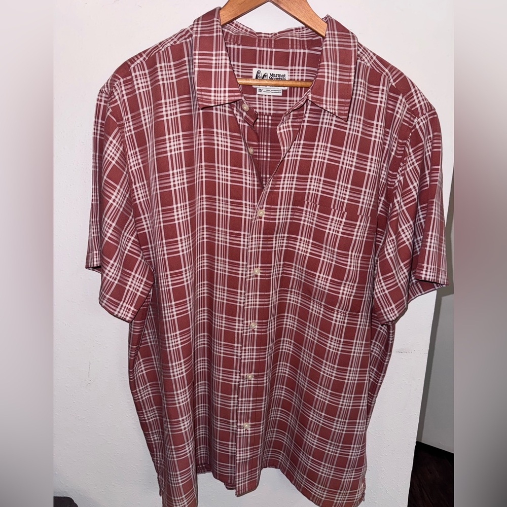 Marmot Men's Burnt Orange Plaid Button Down Shirt